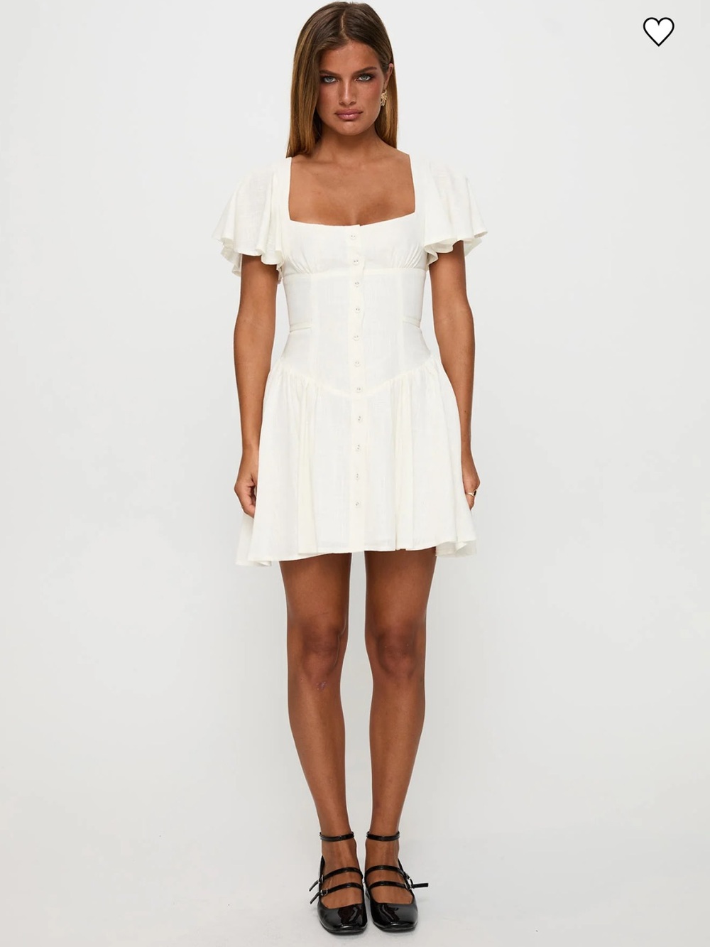 NWOT Princess Polly Forever More Mini Dress White Button-Front Puff Sleeve Sz 0 - Picture 12 of 14